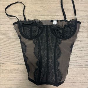 VIRAL Urban Outfitters Modern Love Black Lace Corset Top in size M